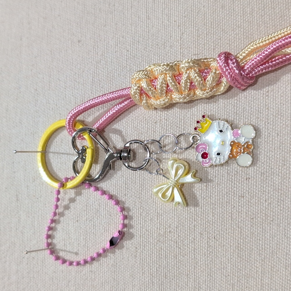 Cute Hello Kitty With Teddy Keychain with Heart and Bow *Customizable*